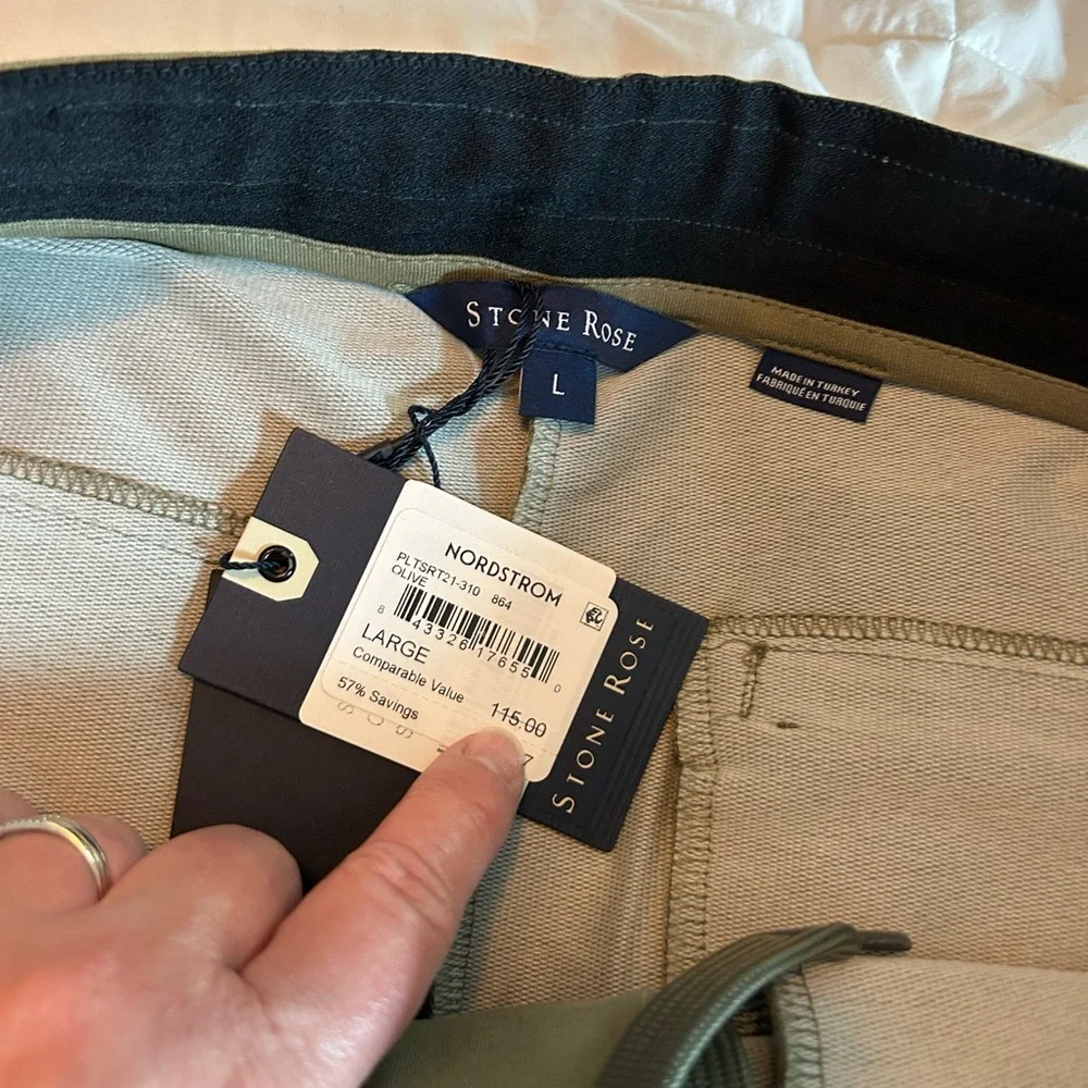 NWT French Terry Fleece Chino Shorts - STONE ROSE - Picture 5 of 6